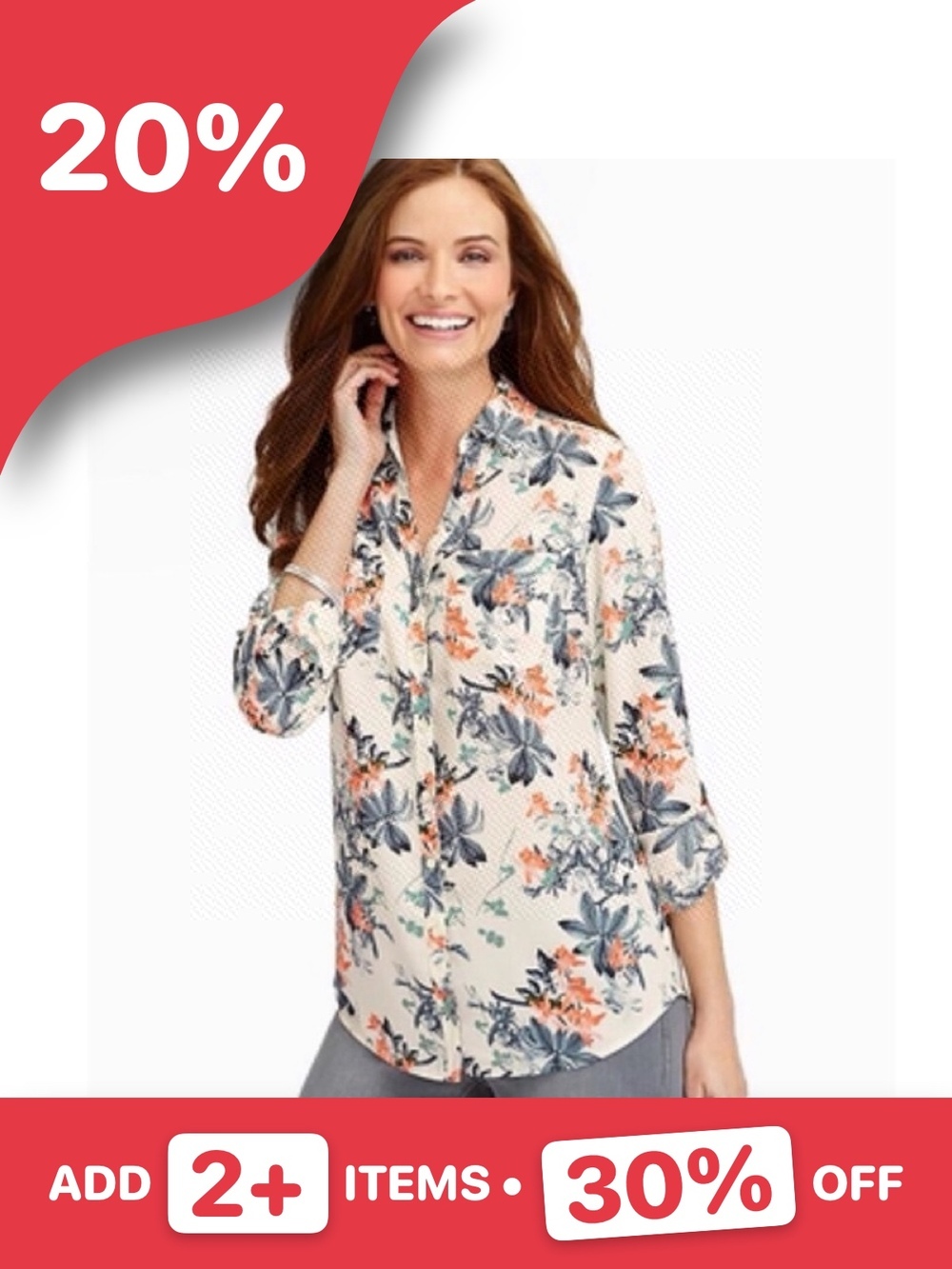 Talbots Nantucket Flower Cluster Button Up Shirt